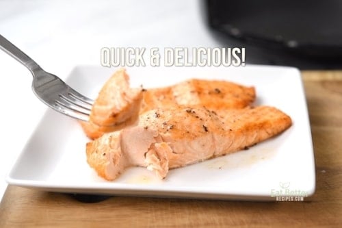 piece of salmon on fork