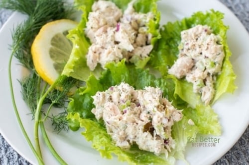 Tuna served on lettuce cups