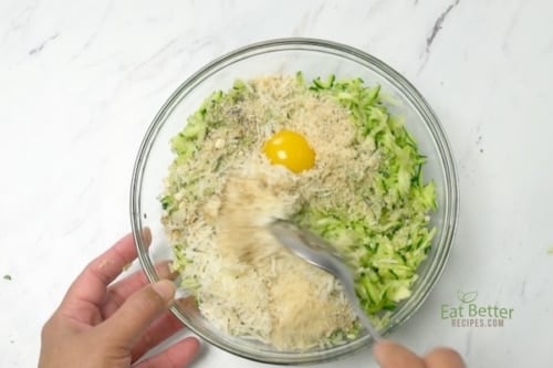 Mixing zucchini tortilla ingredients